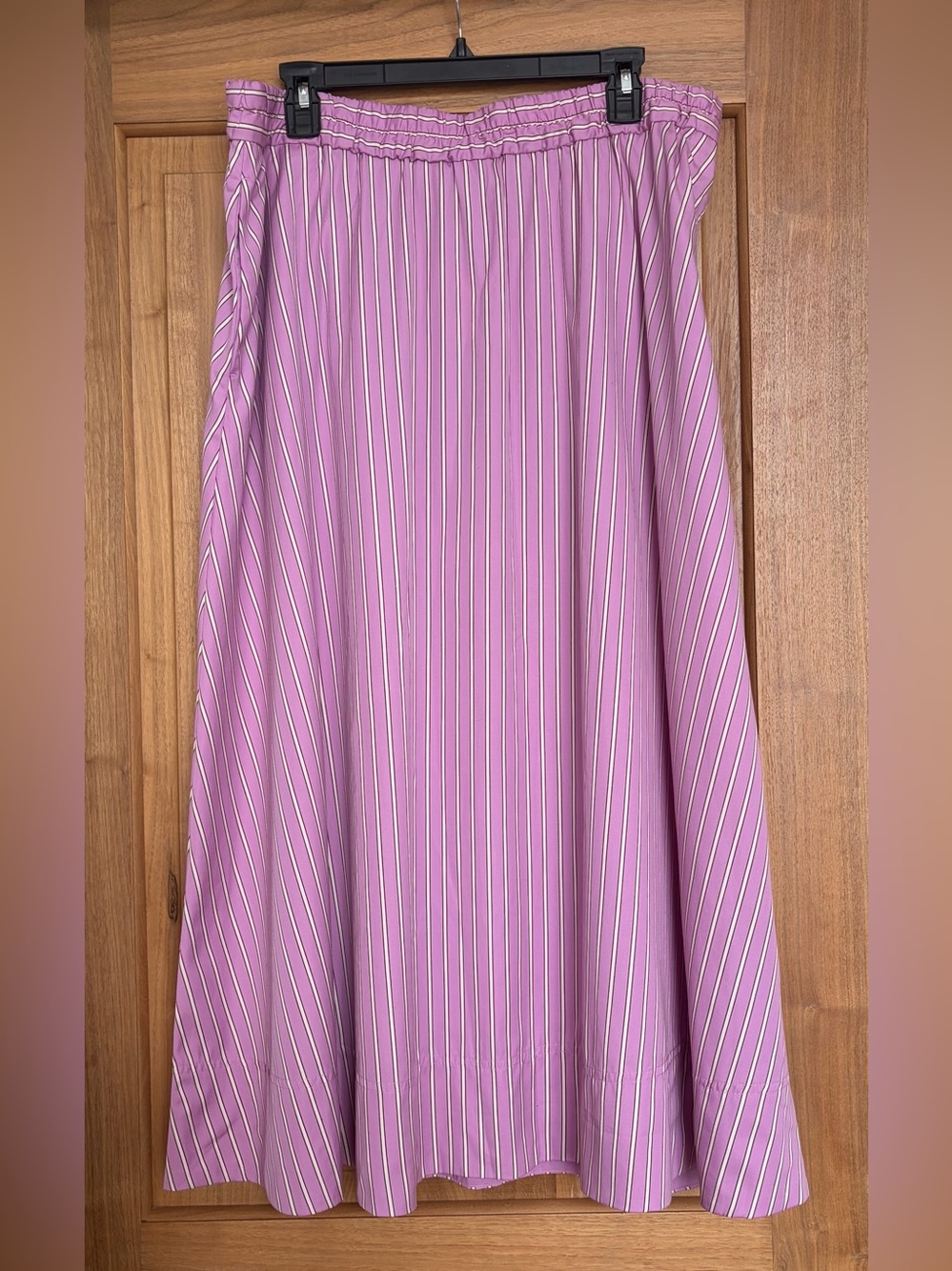NWT MADEWELL Poplin Stripe ALine Circle Midi Skirt XL Warm Wisteria Purple/Ivory